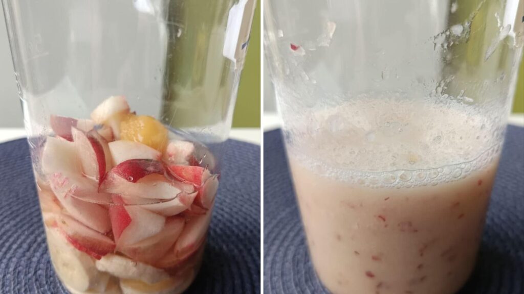 mixage-smoothie-peche-banane-sans-lait