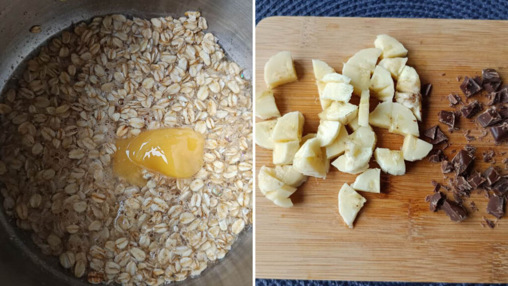 preparation-des-ingredients-porridge-banane-chocoalt-healthy