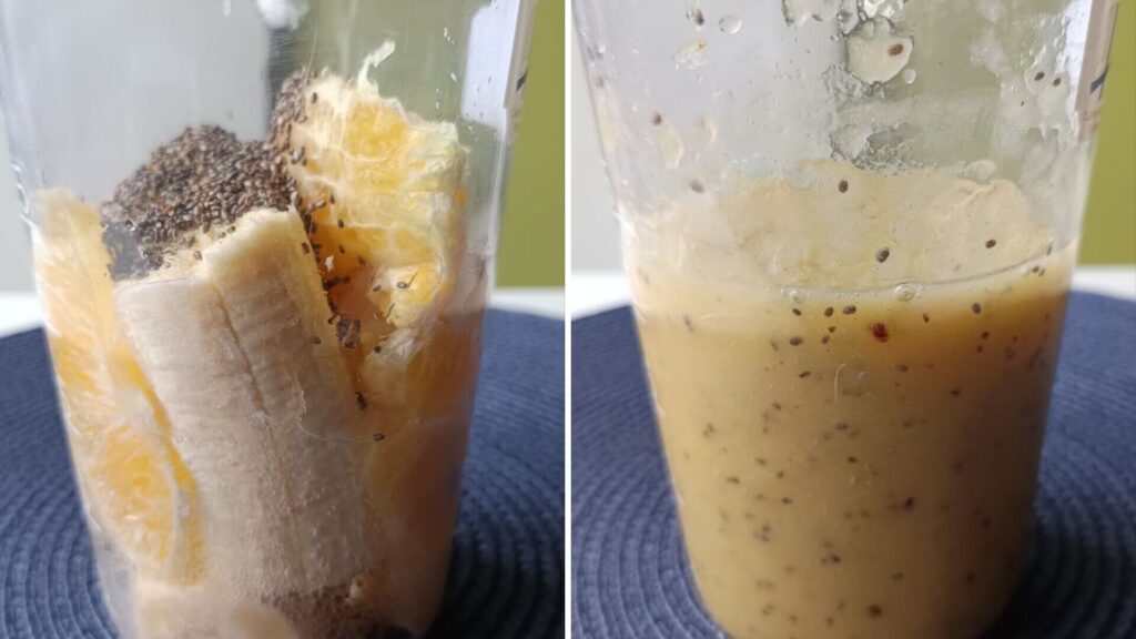 mixage Smoothie à la banane et à l'orange