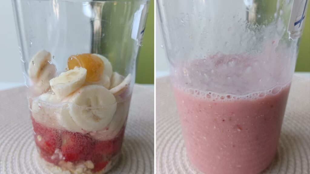 mixage smoothie fraise