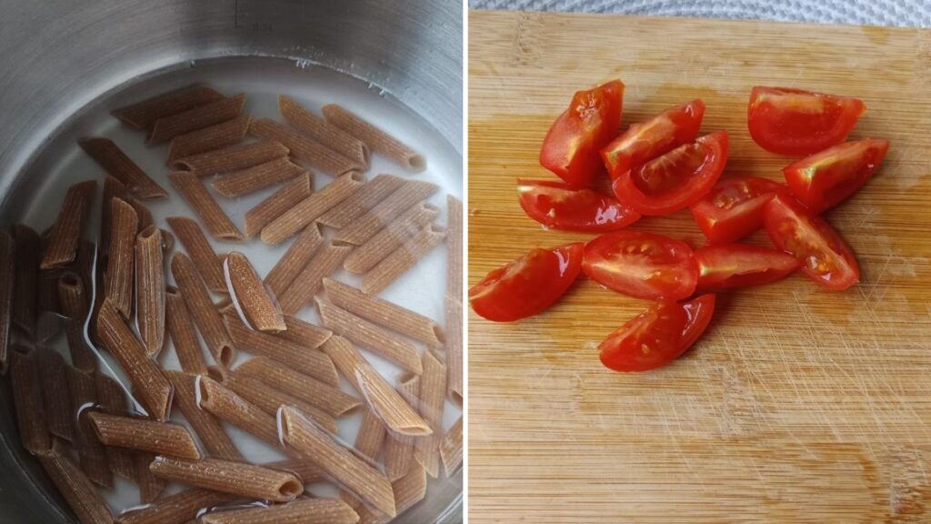 preparation-des-ingredients-salade-pate-pesto-crevette