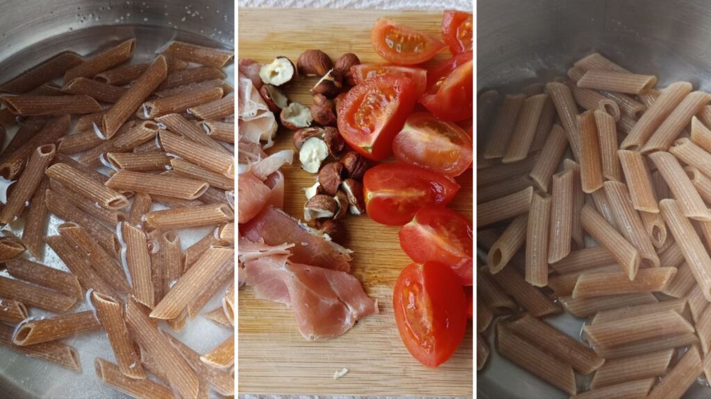 preparation-des-ingredients-salade-pate-pesto-jambon-cru