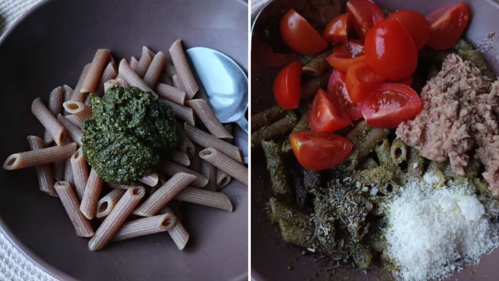 assemblage-salade-pates-pesto-thon