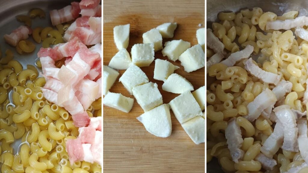 preparation-de-la-salade-de-pate-au-pesto-et-lardons